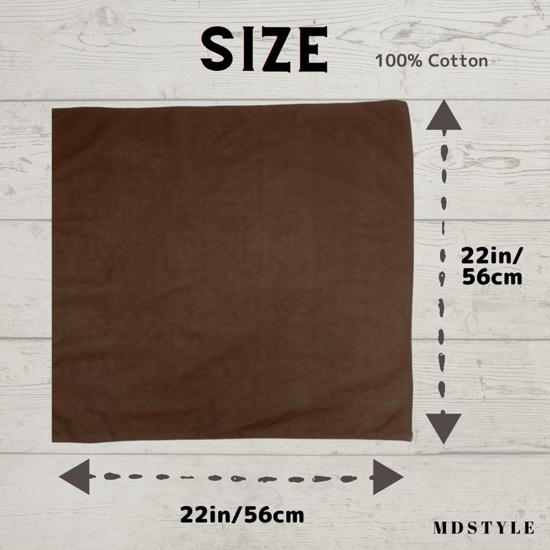 MD Style 100% Cotton Solid Color Bandana for Men & Women 22" x 22" Handkerchief Headband Scarf - Image 3